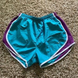 Nike dri-fit running shorts purple and blue